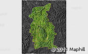 Satellite 3D Map of Mengla, darken, desaturated
