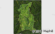 Satellite 3D Map of Mengla, darken