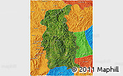Satellite 3D Map of Mengla, political outside
