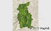 Satellite 3D Map of Mengla, shaded relief outside
