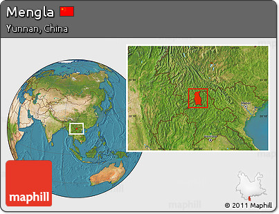 Satellite Location Map of Mengla