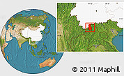 Satellite Location Map of Mengla, highlighted country