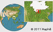 Satellite Location Map of Mengla, highlighted parent region