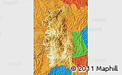 Physical Map of Mengla, political outside