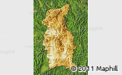 Physical Map of Mengla, satellite outside