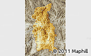Physical Map of Mengla, semi-desaturated