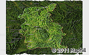 Satellite Panoramic Map of Mengla, darken