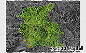 Satellite Panoramic Map of Mengla, desaturated