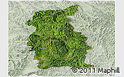 Satellite Panoramic Map of Mengla, lighten