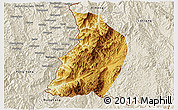 Physical 3D Map of Menglian, shaded relief outside