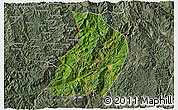 Satellite 3D Map of Menglian, semi-desaturated