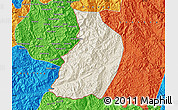 Shaded Relief Map of Menglian, political outside