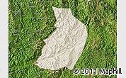Shaded Relief Map of Menglian, satellite outside