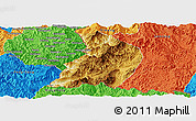 Physical Panoramic Map of Menglian, political outside