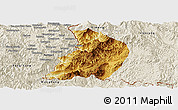 Physical Panoramic Map of Menglian, shaded relief outside