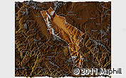 Physical 3D Map of Midu, darken