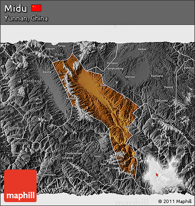 Physical 3D Map of Midu, desaturated