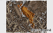 Physical 3D Map of Midu, semi-desaturated