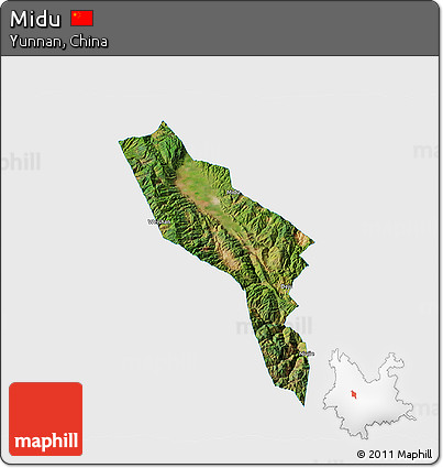 Satellite 3D Map of Midu, single color outside