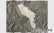 Shaded Relief 3D Map of Midu, darken