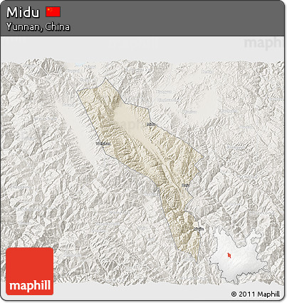Shaded Relief 3D Map of Midu, lighten