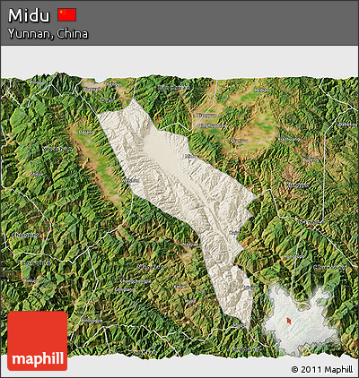 Shaded Relief 3D Map of Midu, satellite outside