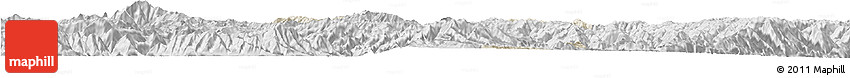 Shaded Relief Horizon Map of Midu, desaturated