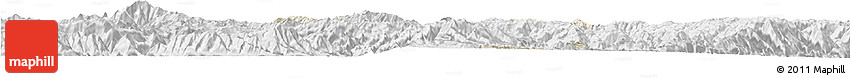 Shaded Relief Horizon Map of Midu, lighten, desaturated