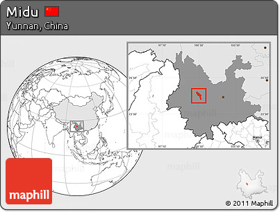Blank Location Map of Midu, highlighted country, highlighted parent region
