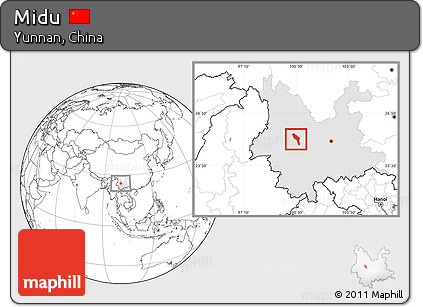 Blank Location Map of Midu, highlighted parent region