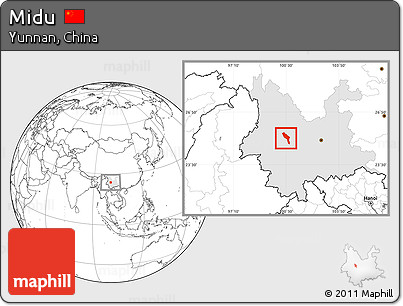 Blank Location Map of Midu, highlighted parent region
