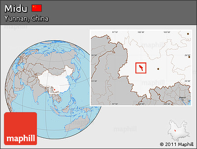 Gray Location Map of Midu, highlighted country
