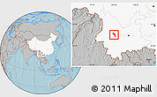Gray Location Map of Midu, highlighted country, hill shading