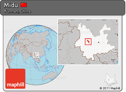 Gray Location Map of Midu, highlighted parent region