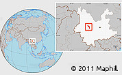 Gray Location Map of Midu, highlighted parent region