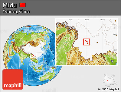 Physical Location Map of Midu, highlighted country