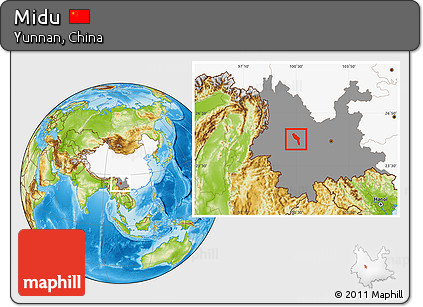 Physical Location Map of Midu, highlighted country, highlighted parent region