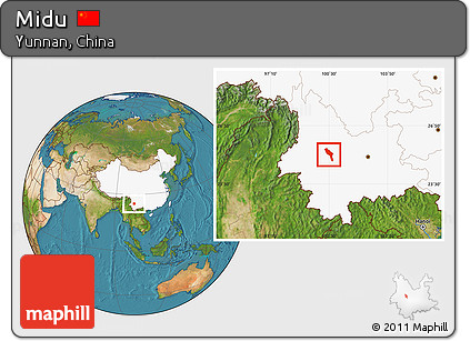 Satellite Location Map of Midu, highlighted country