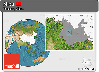 Satellite Location Map of Midu, highlighted country, highlighted parent region