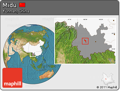 Satellite Location Map of Midu, highlighted country, highlighted parent region