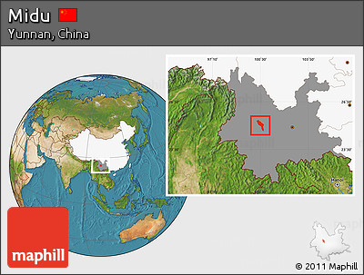 Satellite Location Map of Midu, highlighted country, highlighted parent region
