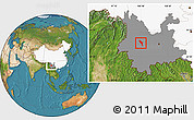 Satellite Location Map of Midu, highlighted country, highlighted parent region