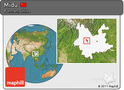 Satellite Location Map of Midu, highlighted parent region