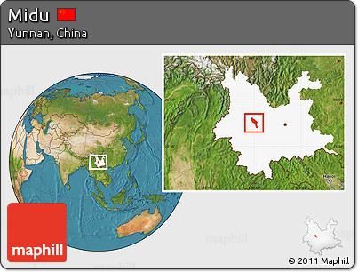Satellite Location Map of Midu, highlighted parent region