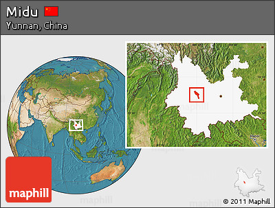 Satellite Location Map of Midu, highlighted parent region