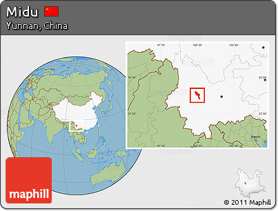 Savanna Style Location Map of Midu, highlighted country