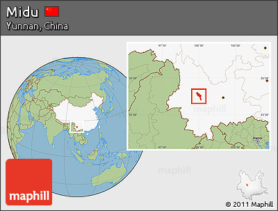Savanna Style Location Map of Midu, highlighted country