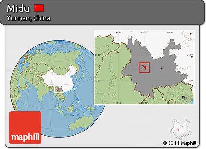 Savanna Style Location Map of Midu, highlighted country, highlighted parent region