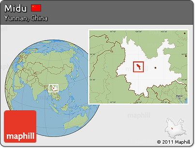 Savanna Style Location Map of Midu, highlighted parent region