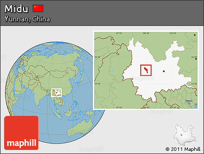 Savanna Style Location Map of Midu, highlighted parent region